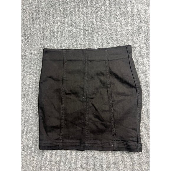 Free People Dresses & Skirts - Free People Skirt Women's 6 Black Denim Jean Mini Short Straight Zipper Stretch